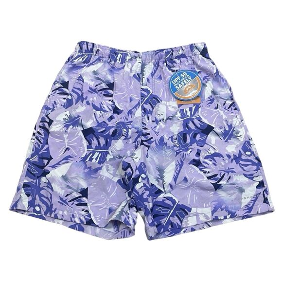 Columbia Shorts Men Size XL PFG Super Backcast Water Swim Violet Sea Palms 8"